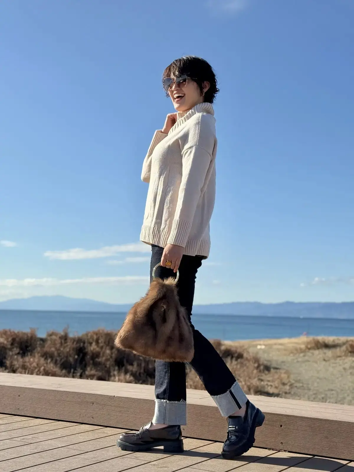 ローファー デニム　ニット エクラ華組水口宜子さん　