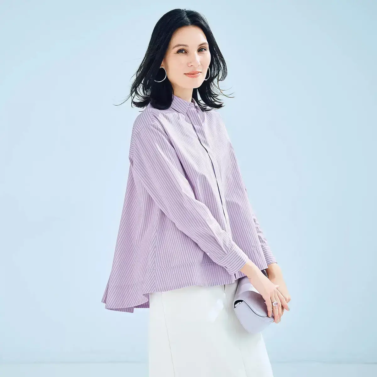 drawell ストライプのきれい色シャツ