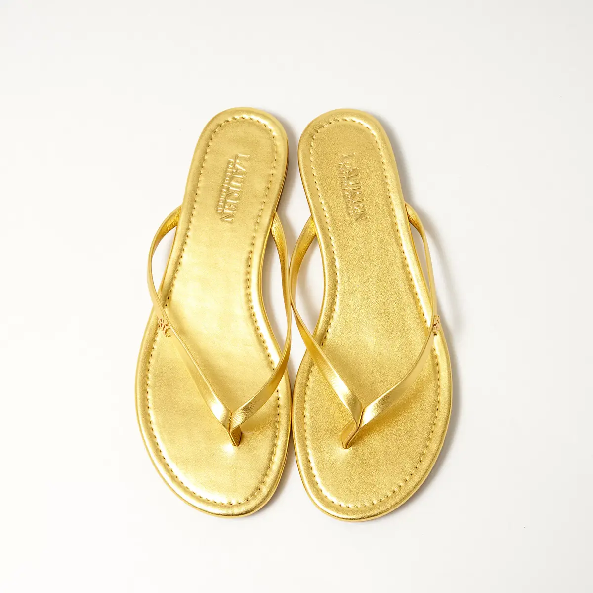 LAUREN RALPH LAUREN レザートングサンダル ￥14,300　ゴールド