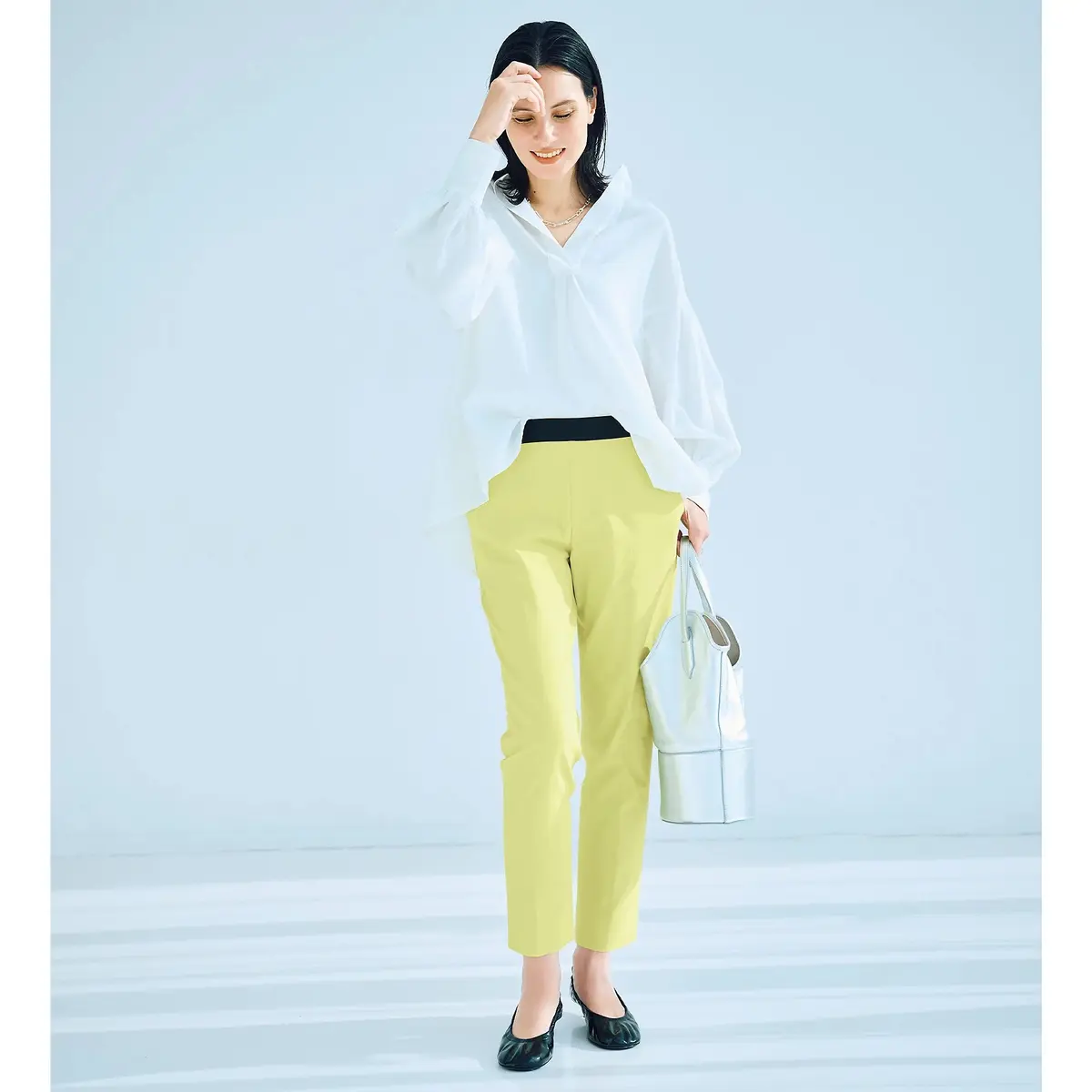 M・ fil レモンイエローのストレッチパンツ