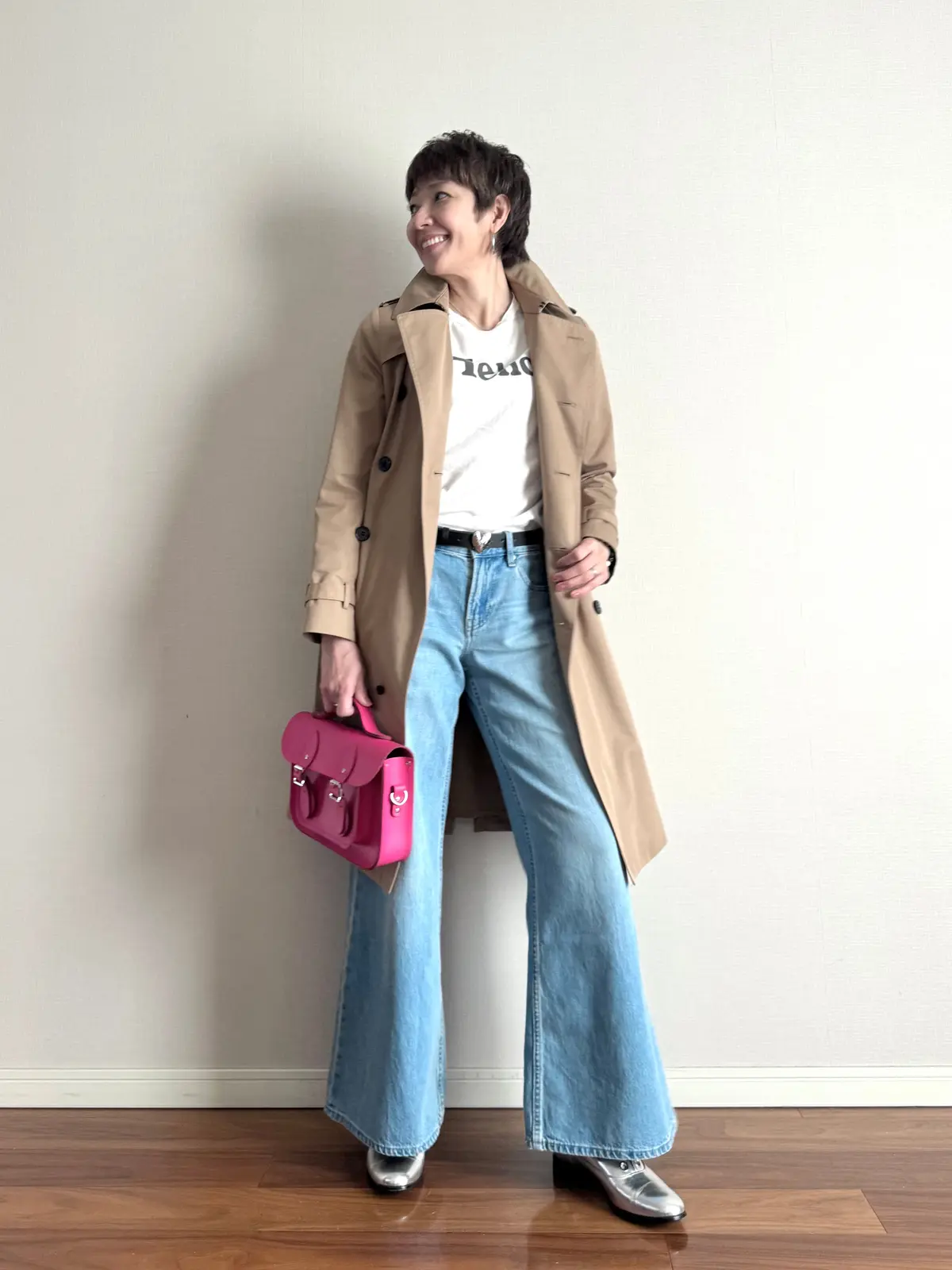 ユニクロ ローライズワイドデニム コーデ 01