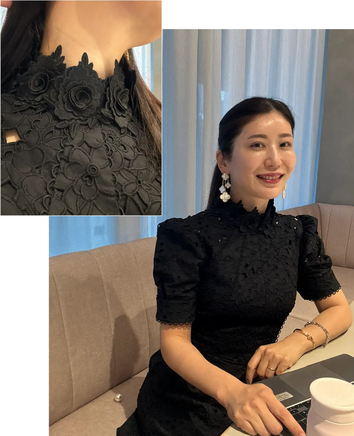 エクラ 華組 與儀加奈子さん　50代　黒コーデ　ブラックコーデ　夏コーデ　全身コーデ