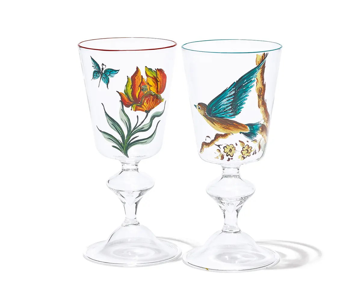 ディオール メゾンの 「ラヌラグ」ワイングラス フローラル＆バード