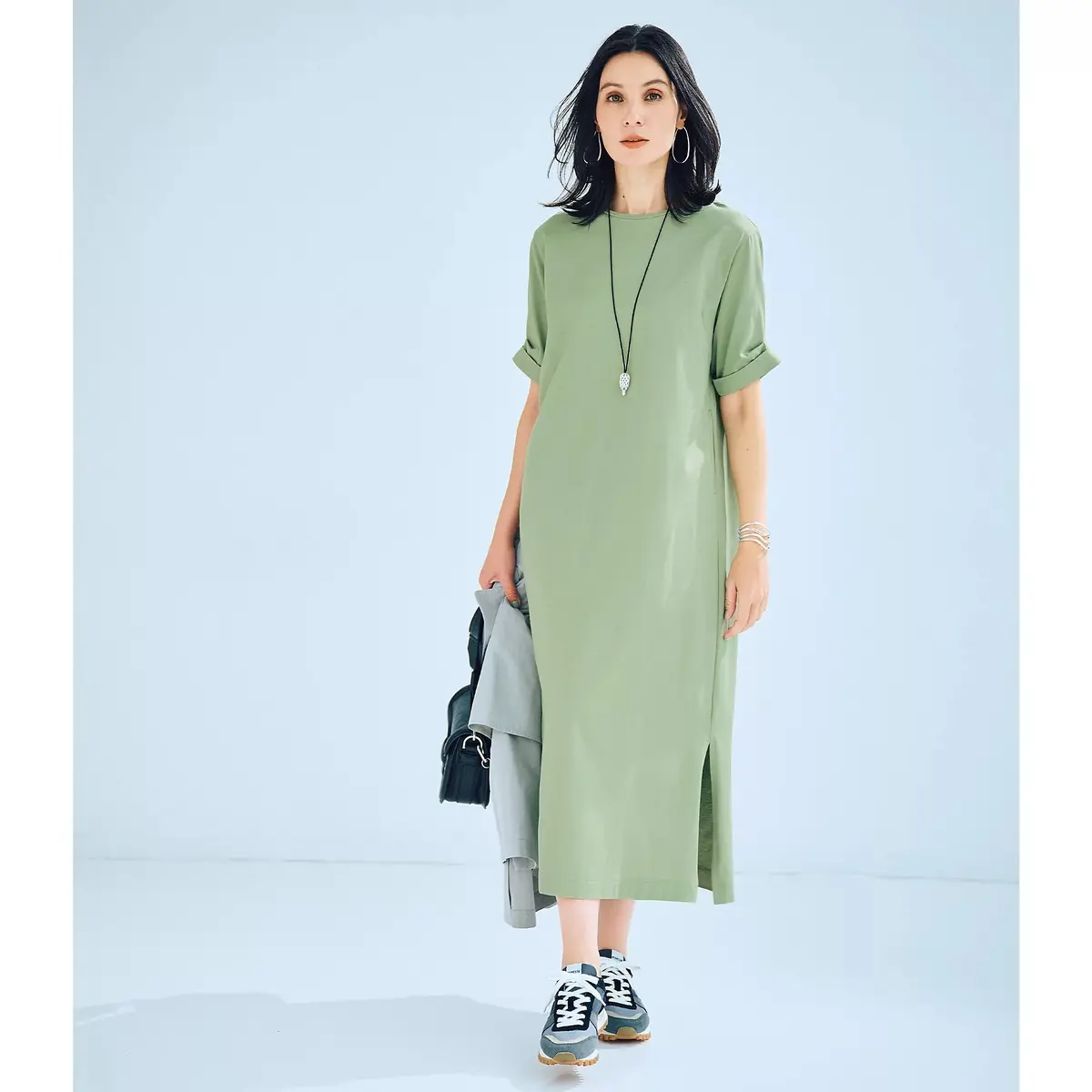 SLOANE × éclat アースカラーのカットソーワンピース