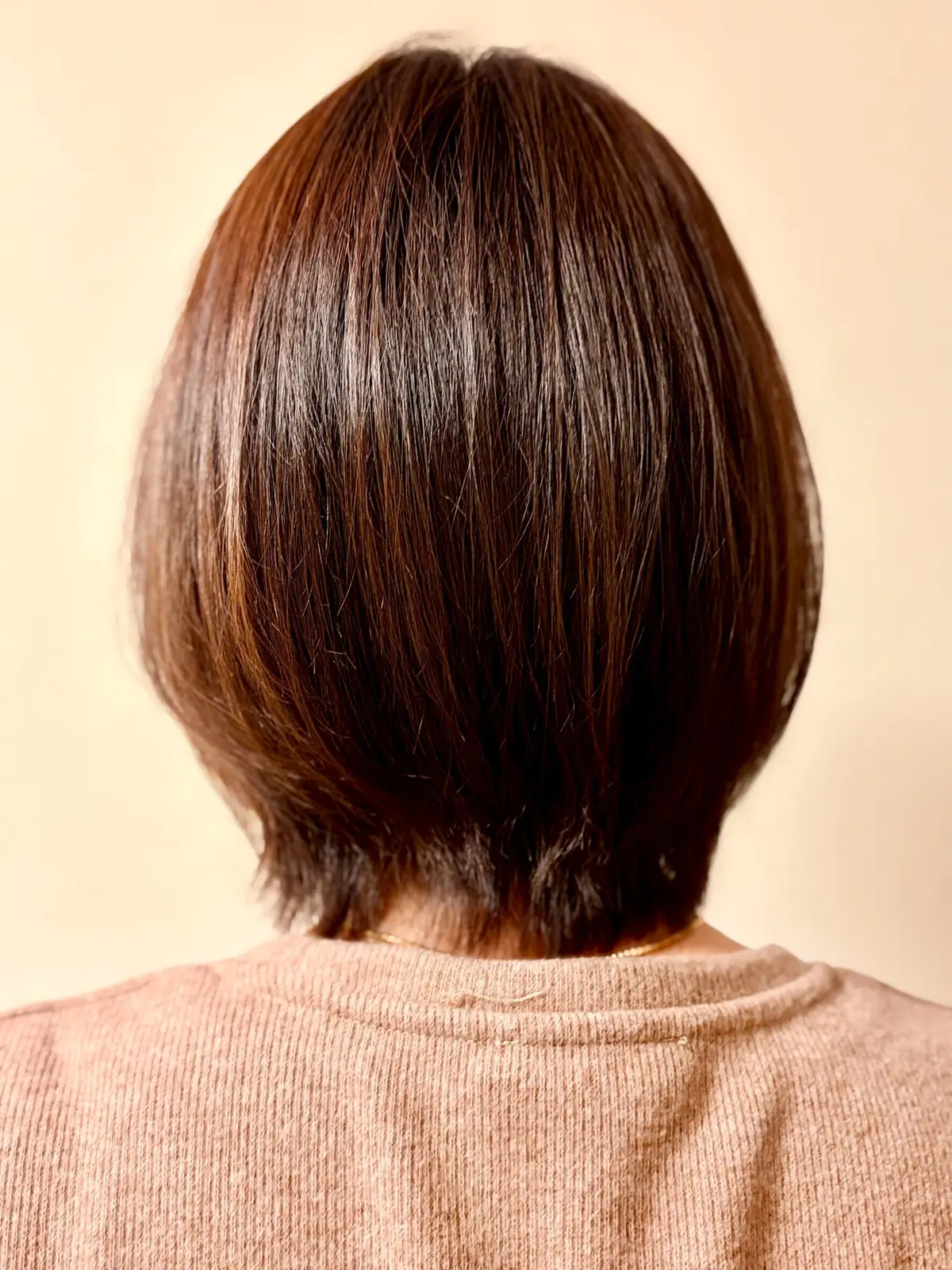 ヘアアイロンで艶がでた50代の髪