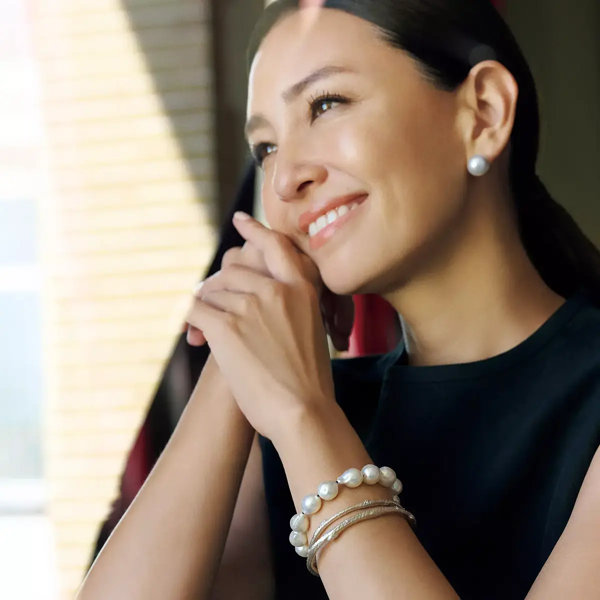 Bon Magique×éclat 【別注】白蝶パールブレスレット、【別注】2連ダイヤ入りバングルS、別注】2連ダイヤ入りバングルM