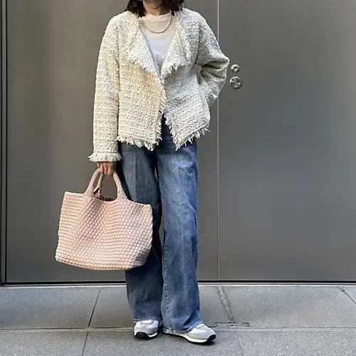 E by eclat　ツイード風ニットガウンジャケット