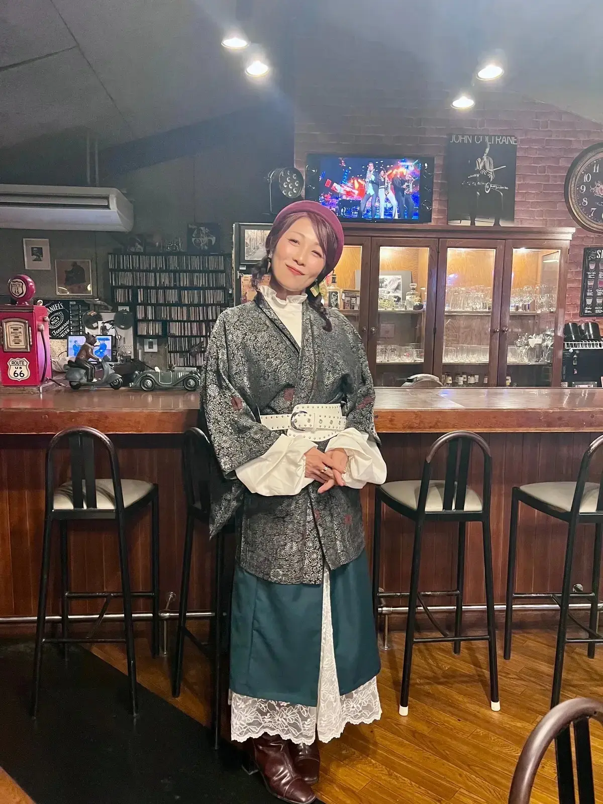 着物の羽織りで和洋ミックスコーデ