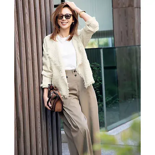 E by eclat ツイード風ニットガウンジャケット ￥23,100