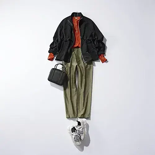 軽快なスタンドカラーブルゾン パンツコーデ 50代 3月 春ファッション