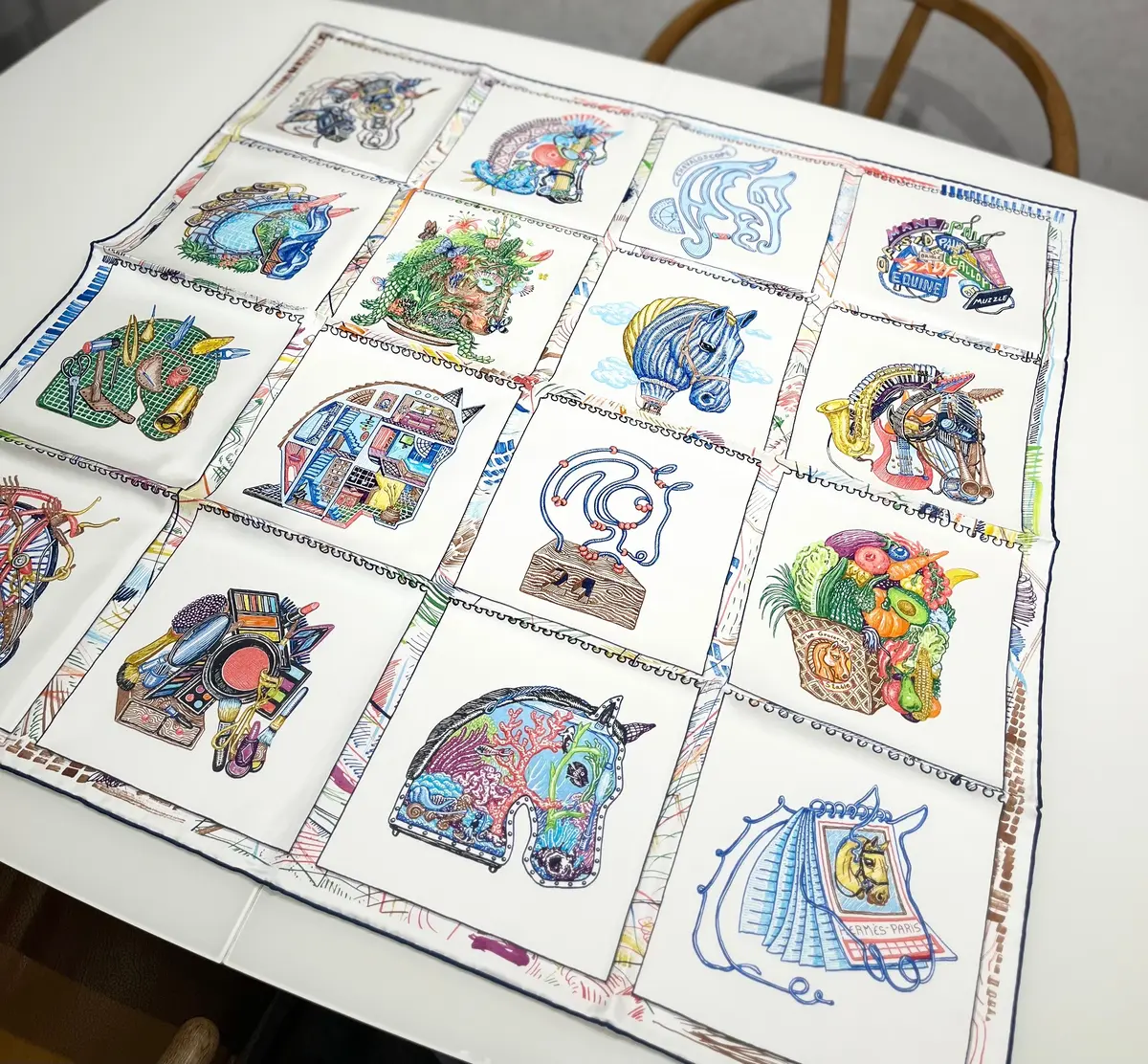 40代【HERMESスカーフ】×【デニムの画像_8