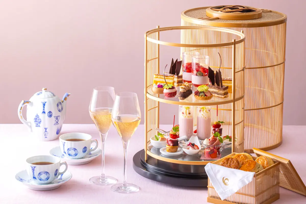 アフタヌーンティー　キャピトルホテル東急 ラウンジ ORIGAMI 駿河竹千筋細工 オールハンドメイド ティースタンド