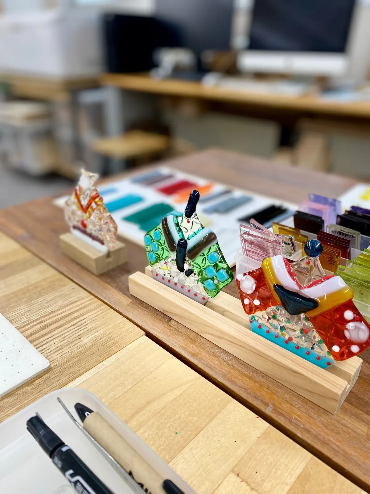 ガラス雛 仕上がり見本 ワークショップ デザイン例