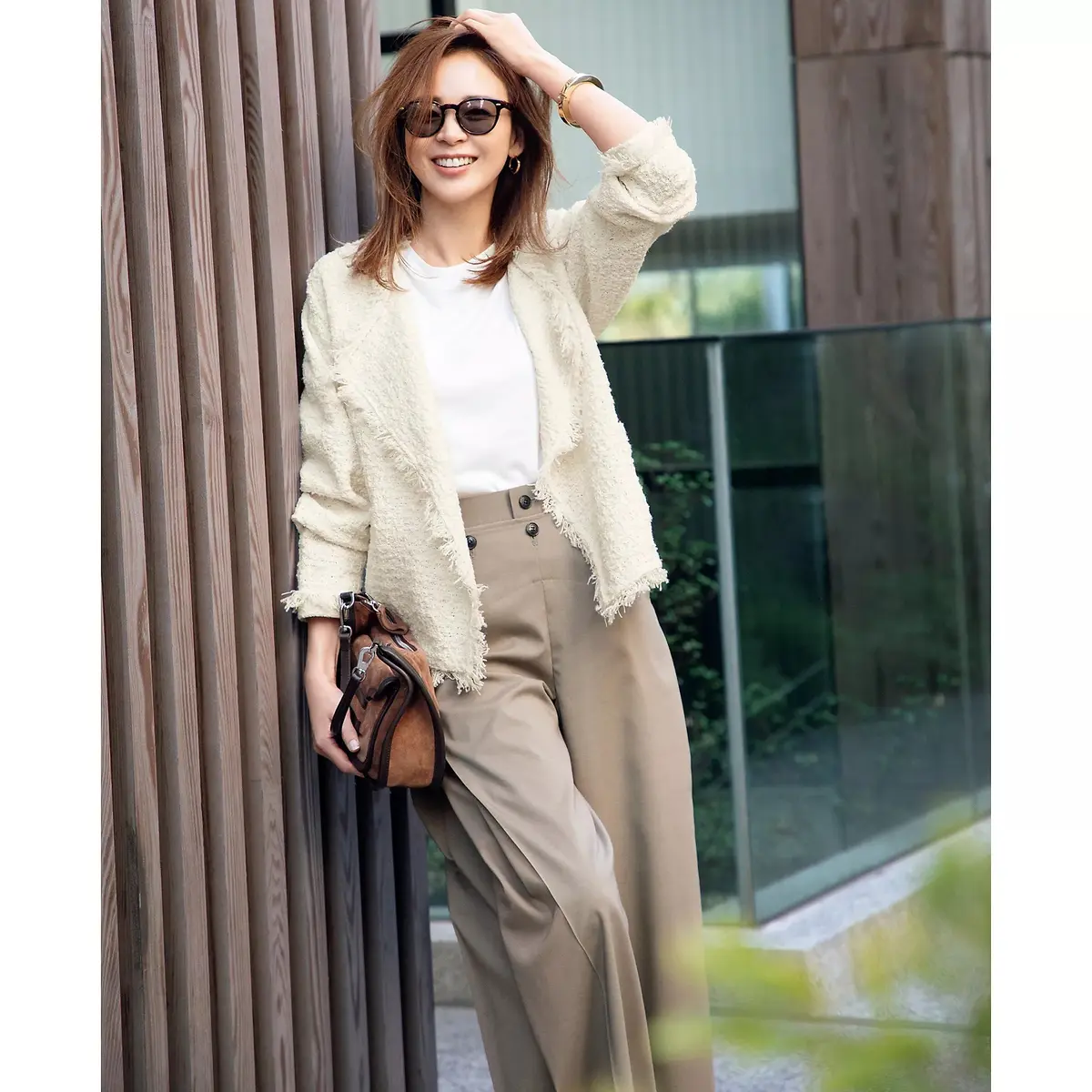 ツイード風ニットガウンジャケット