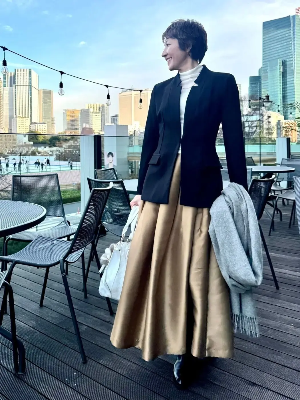 ロングスカート　ジャケットコーデ