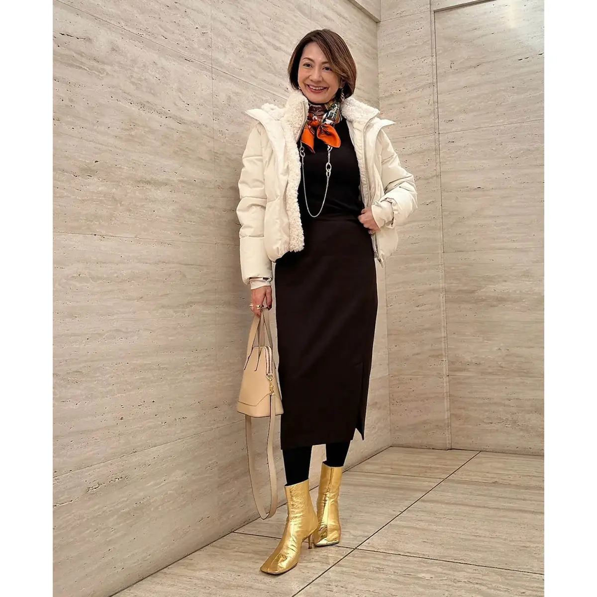 岡部みわこさん　凄まじい強風でも安心！ZARAダウン