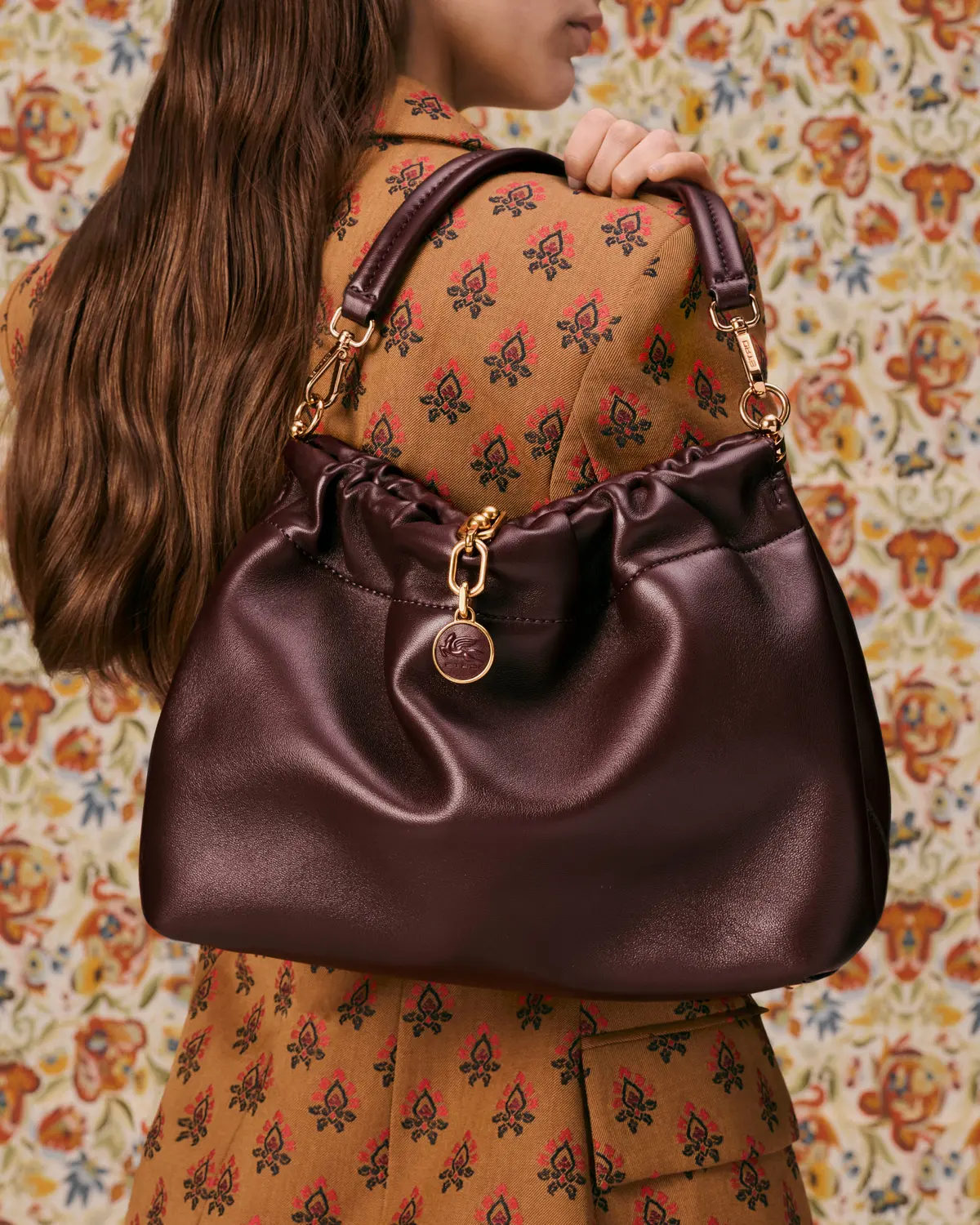 エトロ　バッグ「ヴェラ ブロッサム」ミディアムサイズ プラムカラー