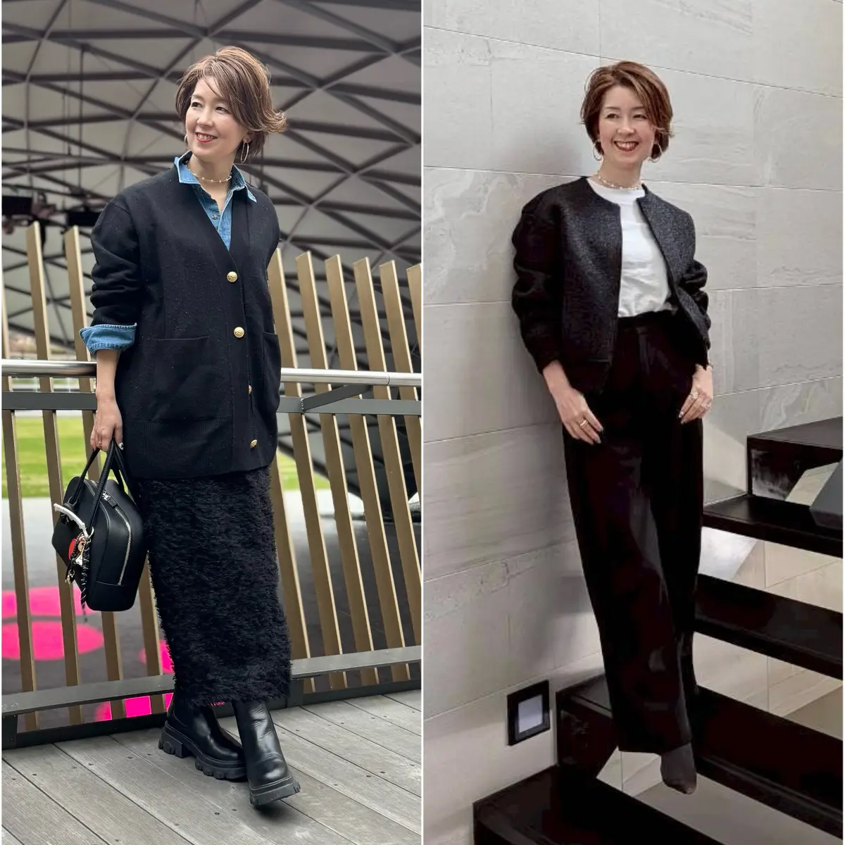 黒をメインにした帰省中の2コーデ｜梅田ラの画像_1