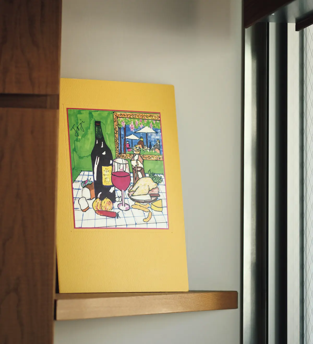 『洋食 レストラン marronnier（マロニエ）』修業先のフレンチ、自由が丘「プテ ィ マルシェ」が閉店する際に譲り受 けたメニューブック。絵は森鴎外の孫 で英文学者の森常治の作