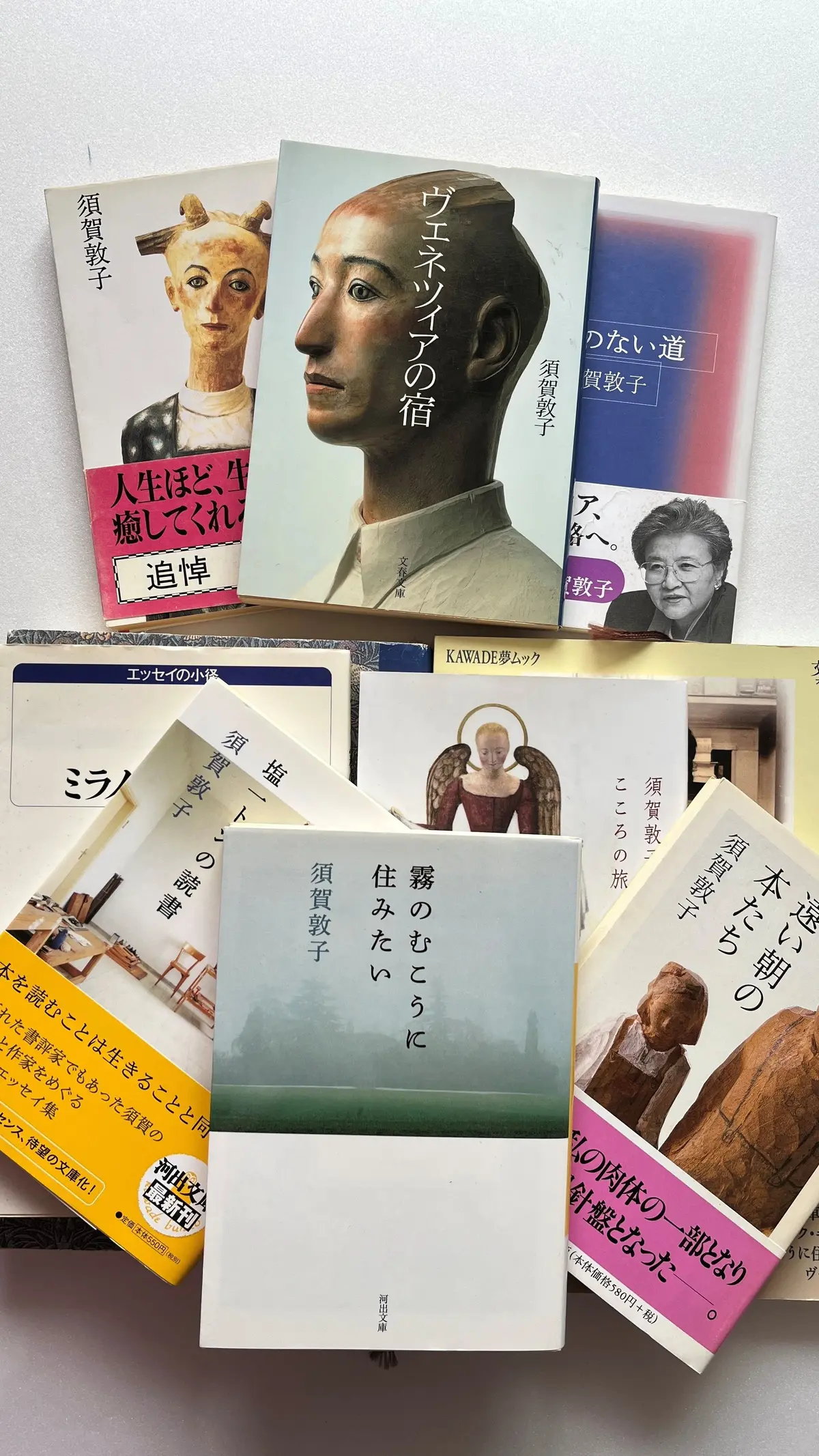 人体解剖学や芸術に関する書籍が複数並んでいる。表紙には人物や解剖図が描かれ、タイトルと著者名が記載されている。