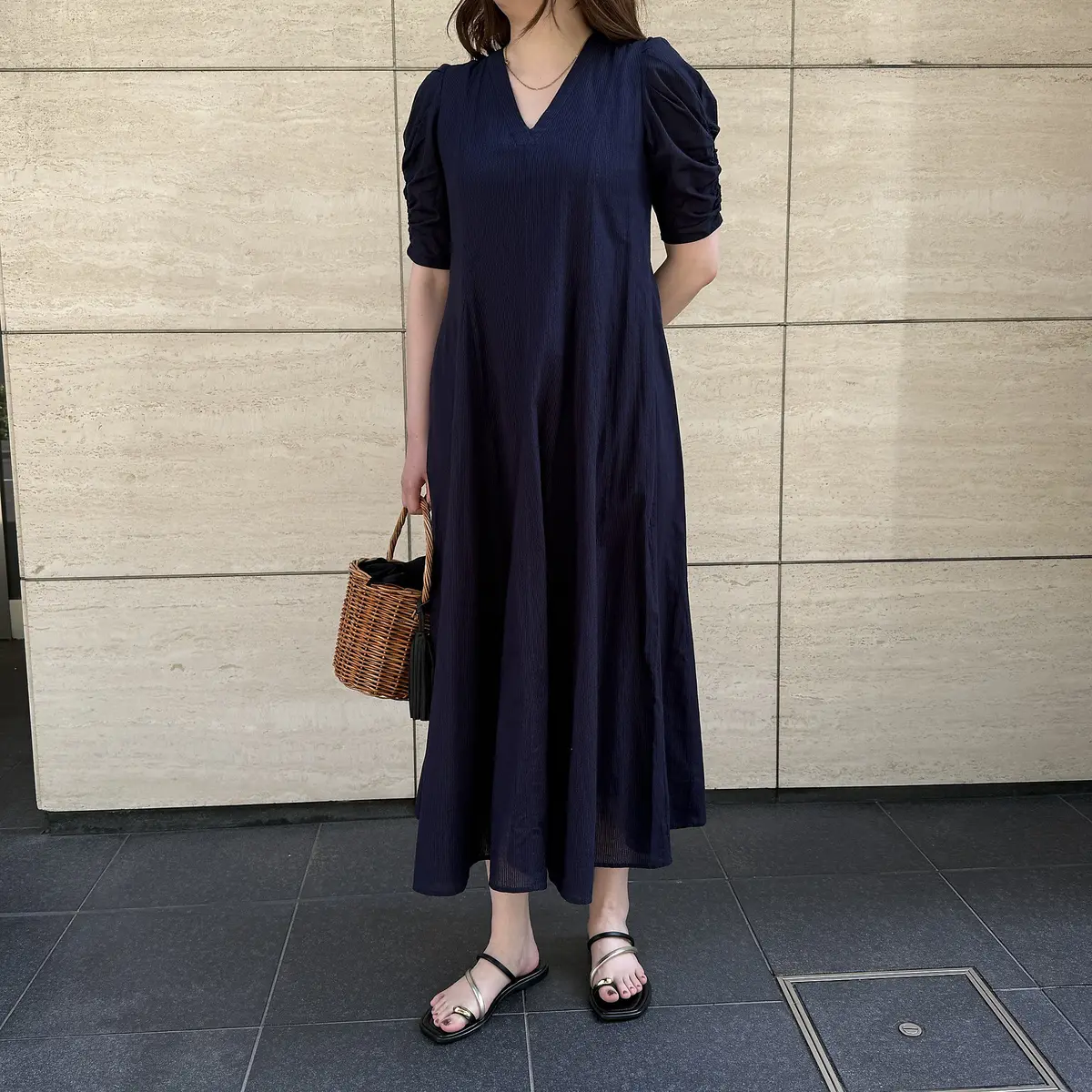 ne Quittez pas×eclat
シャドーストライプワンピース
￥26,400を着用した身長170cmのスタッフ