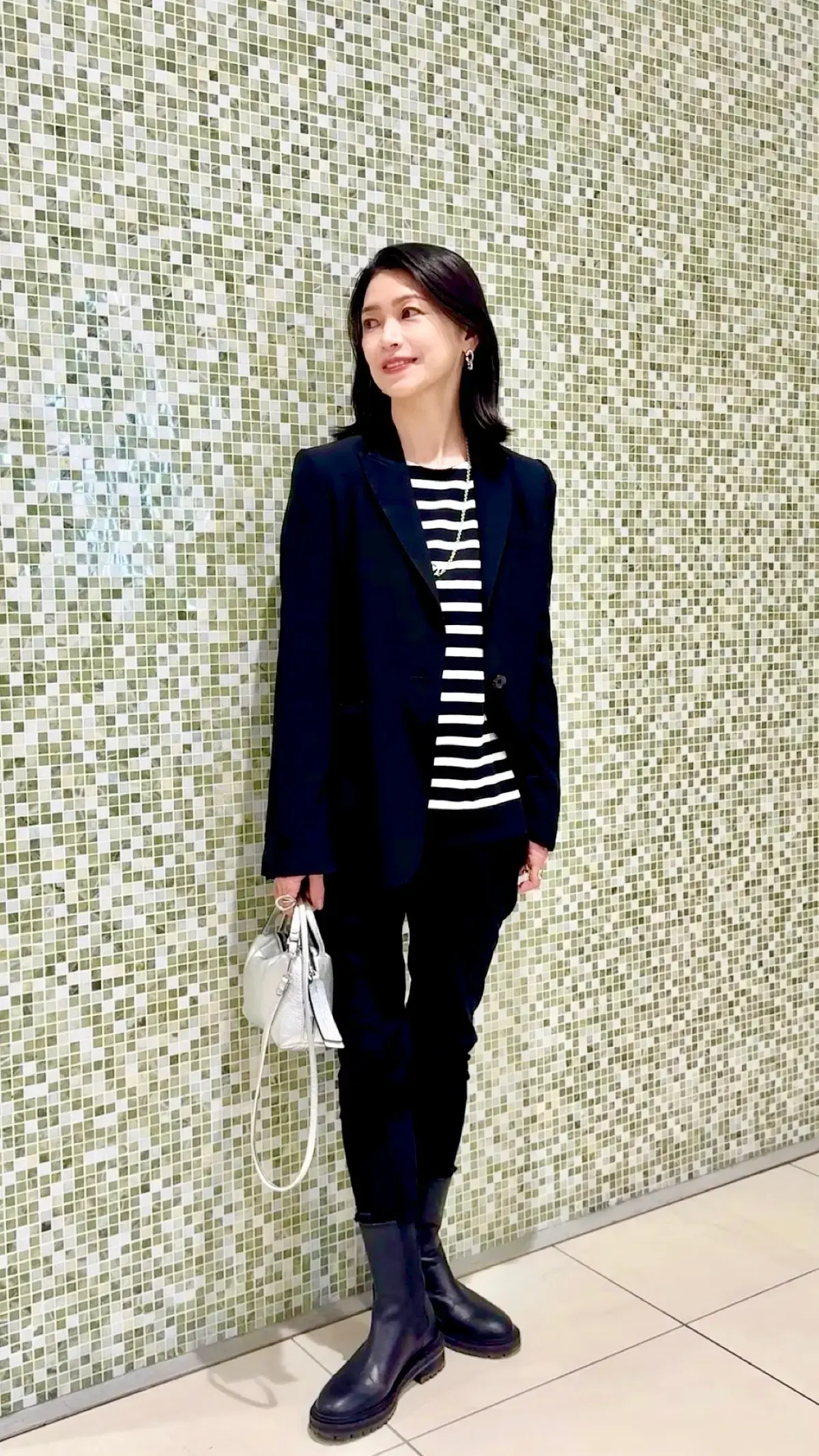 ジャケット ボーダートップス 春の好印象コーデ