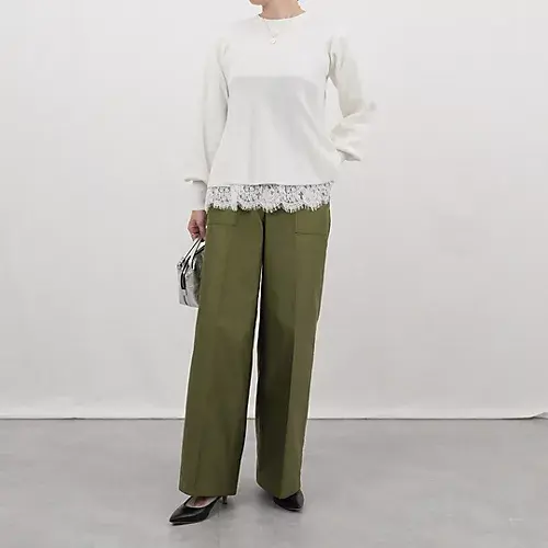 Room no.8 for E by eclat 裾レースペプラムニット ￥25,300