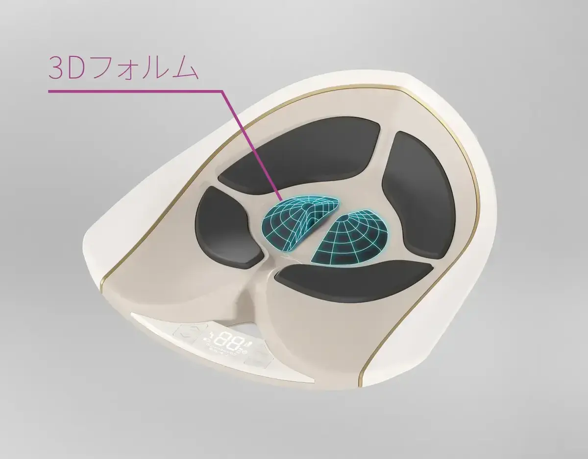 尿もれ対策にSIXPAD Perine Fit（シックスパッド ペリネフィット）で“ながら骨盤底筋トレーニング”　製品の３Dフォルムの解説図