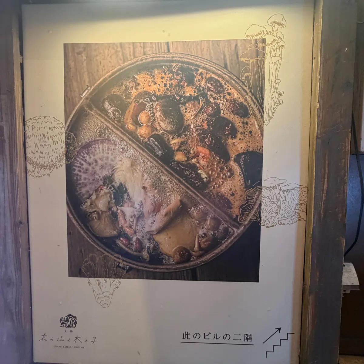 裏の山の木の子看板