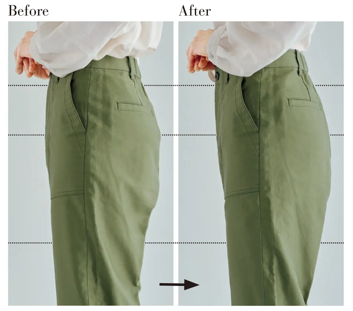 ローライズらくちんガードルのbefore after比較画像