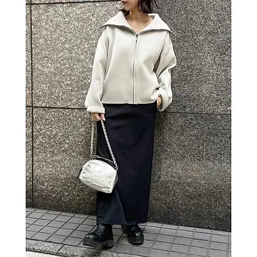 E by eclat　ビッグカラーニットブルゾン