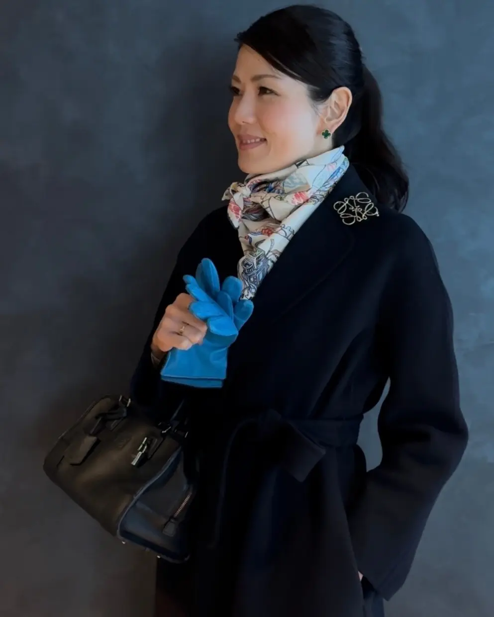 40代【HERMESスカーフ】×【デニムの画像_4