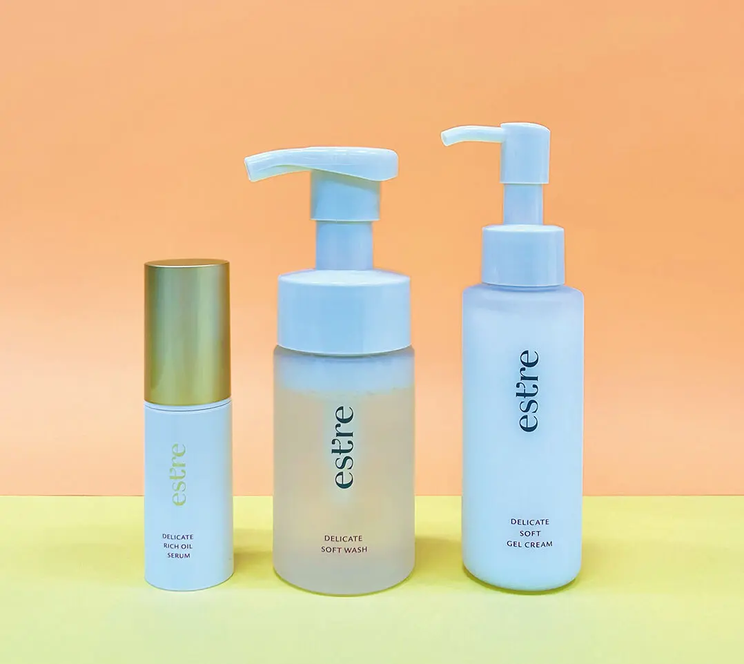 OurAge×Webエクラ　エストール デリケートソフトジェルクリーム 100g・エストール デリケートソフトウォッシュ 100㎖・エストール デリケートリッチオイルセラム 15㎖