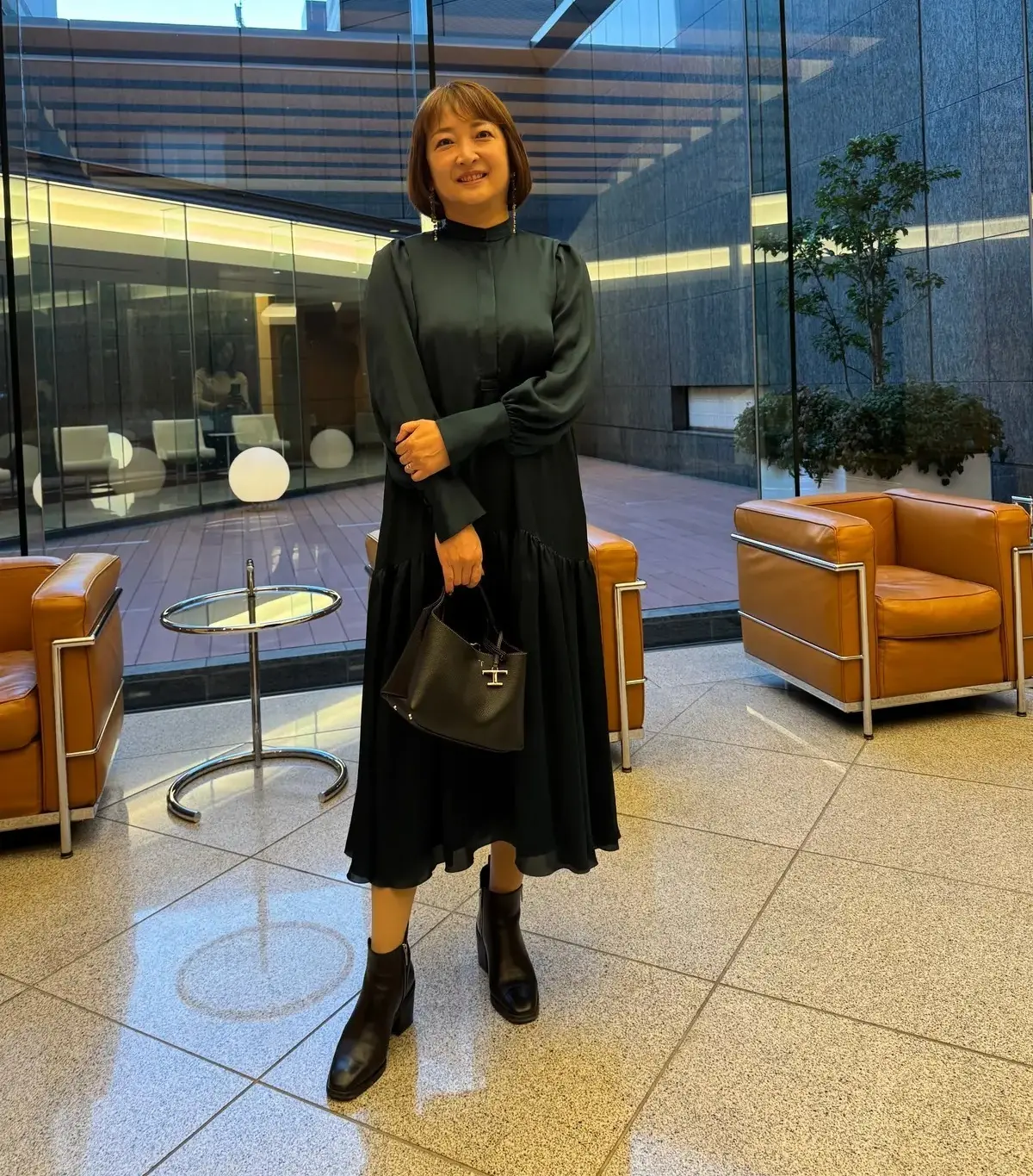 グリーンワンピース　お稽古コーデ