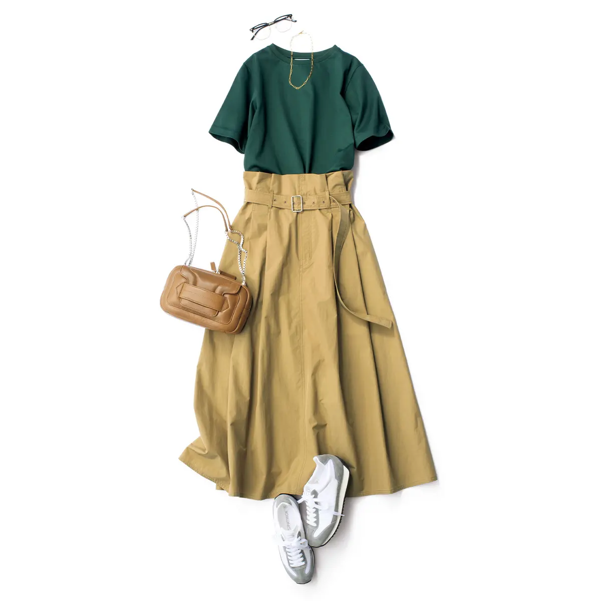 CINOH 【宮崎桃代さんセレクト】タックベルトスカート ￥48,400