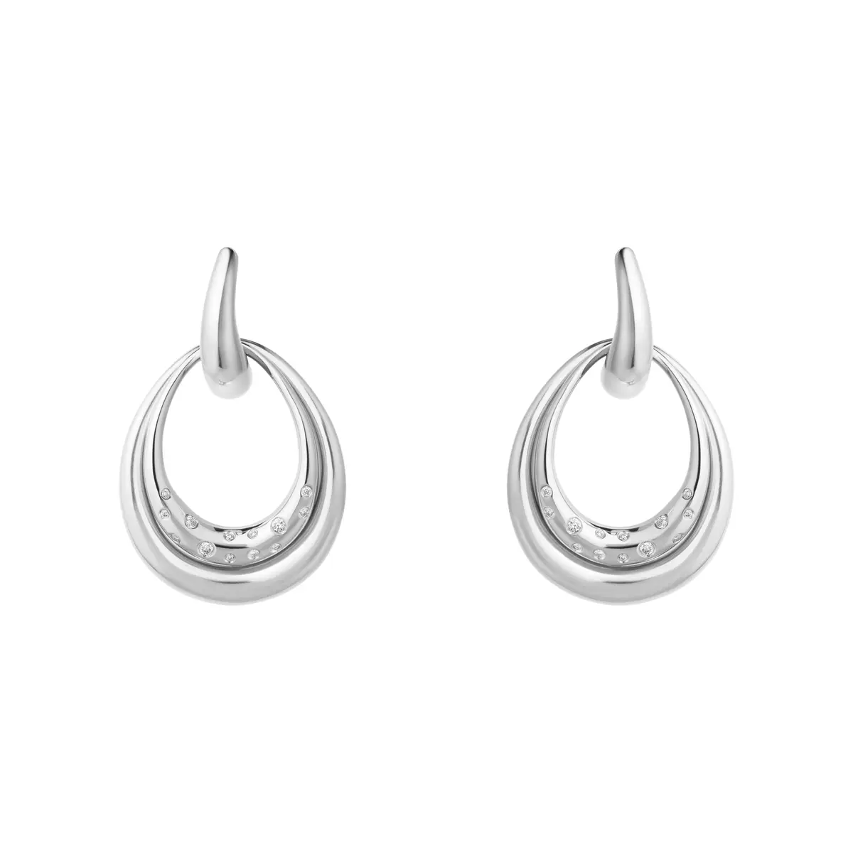 ジョージ ジェンセン ピアス「オフスプリング ミディアム」　シルバーにダイアモンドつき