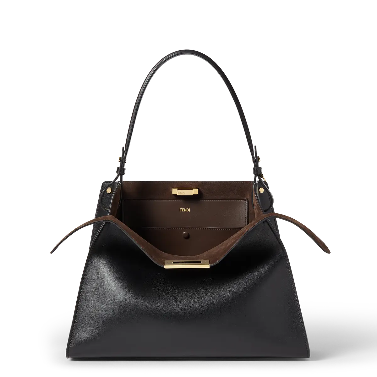 「フェンディ ウェイ」バッグ ミディアムサイズ ブラック×ブラウン