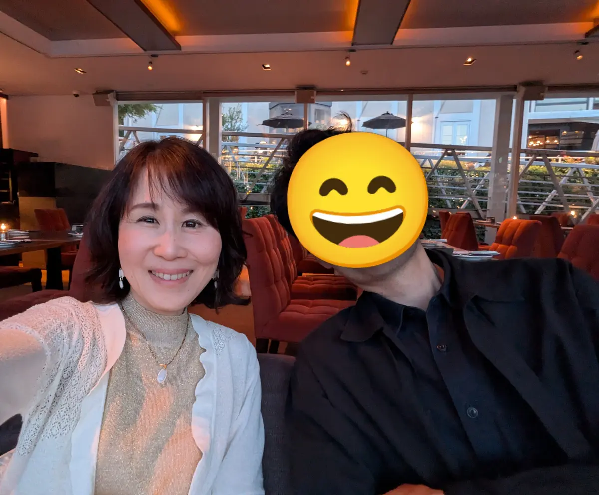 雰囲気もビールも最高で大満足の２人😆