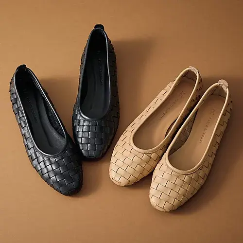 FABIO RUSCONI 編み込みレザーパンプス