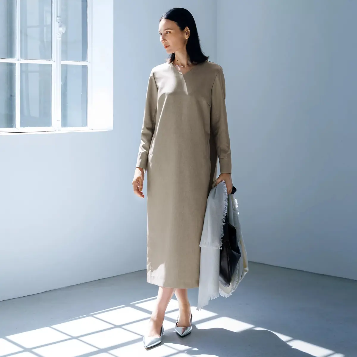 ウエストから裾にかけてほっそり見えるIライン