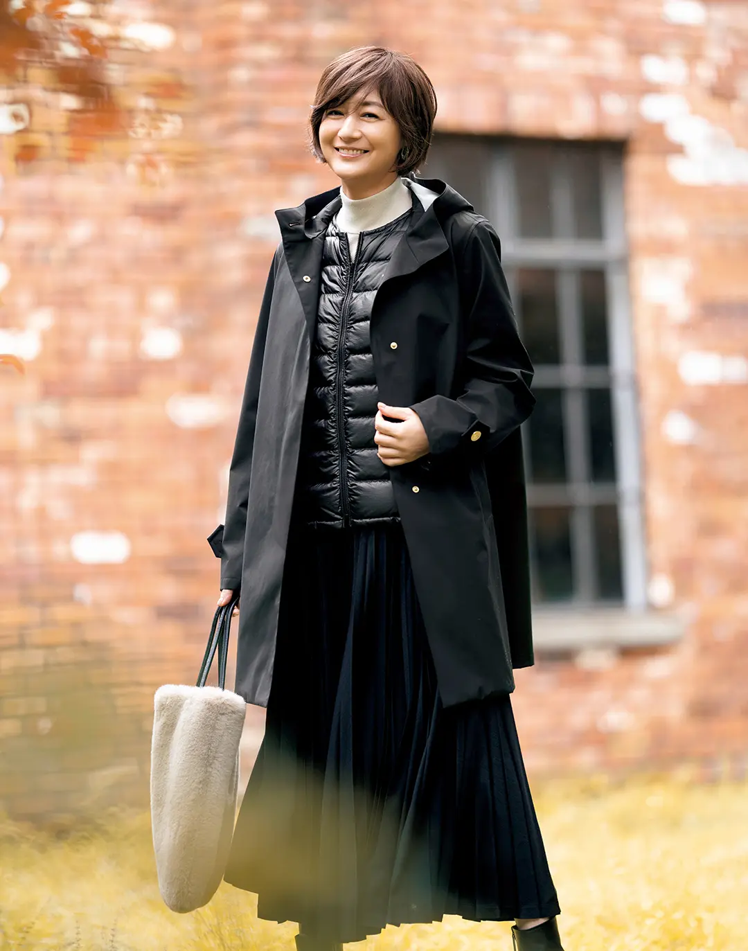 防水コート＋ダウンベスト。3WAYコートで着こなしに変化をつけて