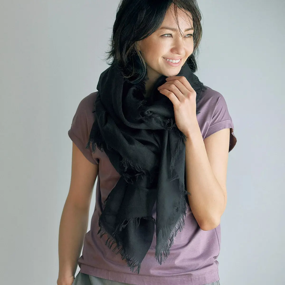 徳原文子×ASAUCE MELER リネンモダールシルクメランジュソリッドストール