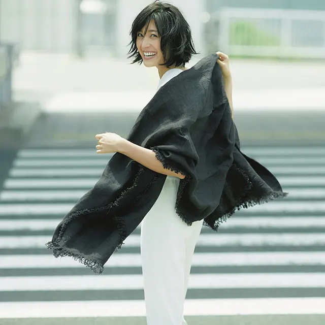 黒　リネンストール