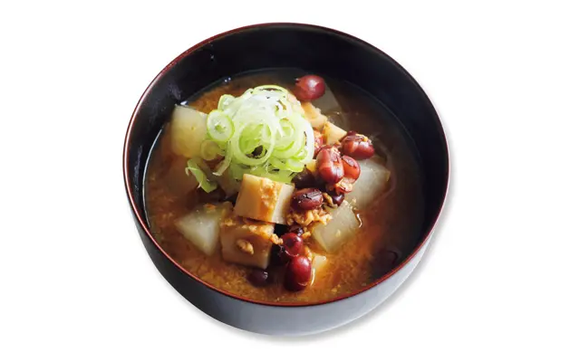 根菜とあずきの味噌汁