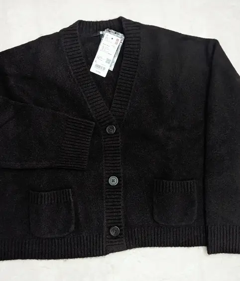 UNIQLO スフレヤーンショートカーディガン Dark Brown L　3,990円