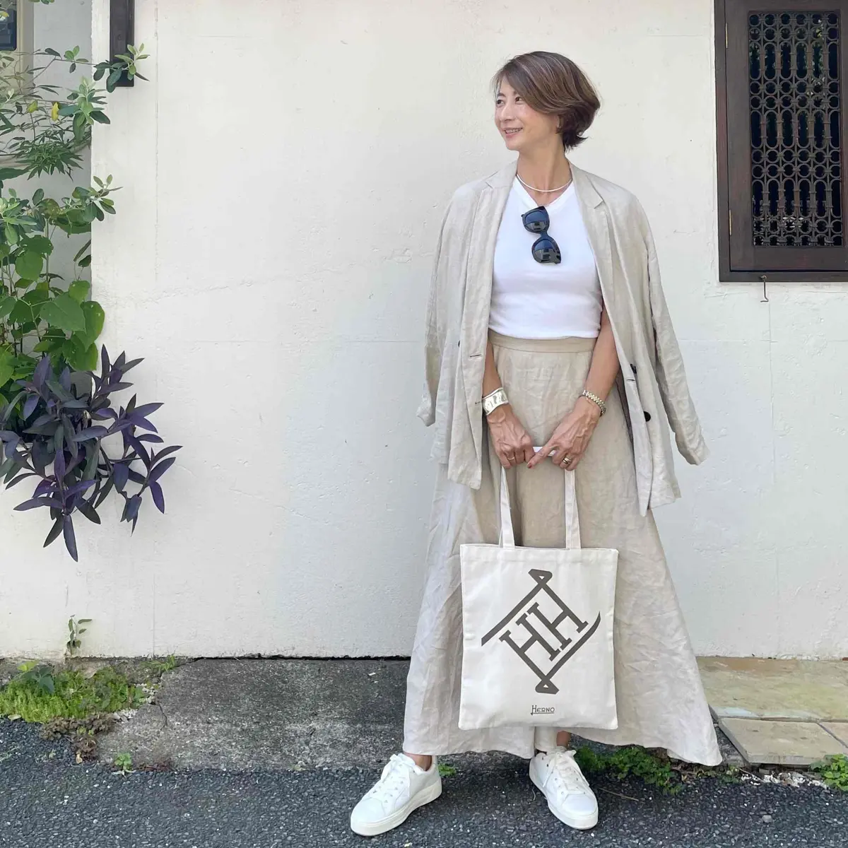 エクラ×Herno コラボトートバッグのコーデ