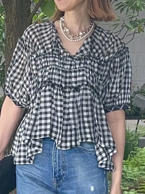 流行りのギンガムチェックをデニムで大人のの画像_2