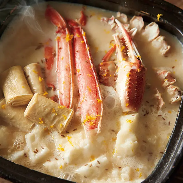 カニと長いものクミン湯葉鍋