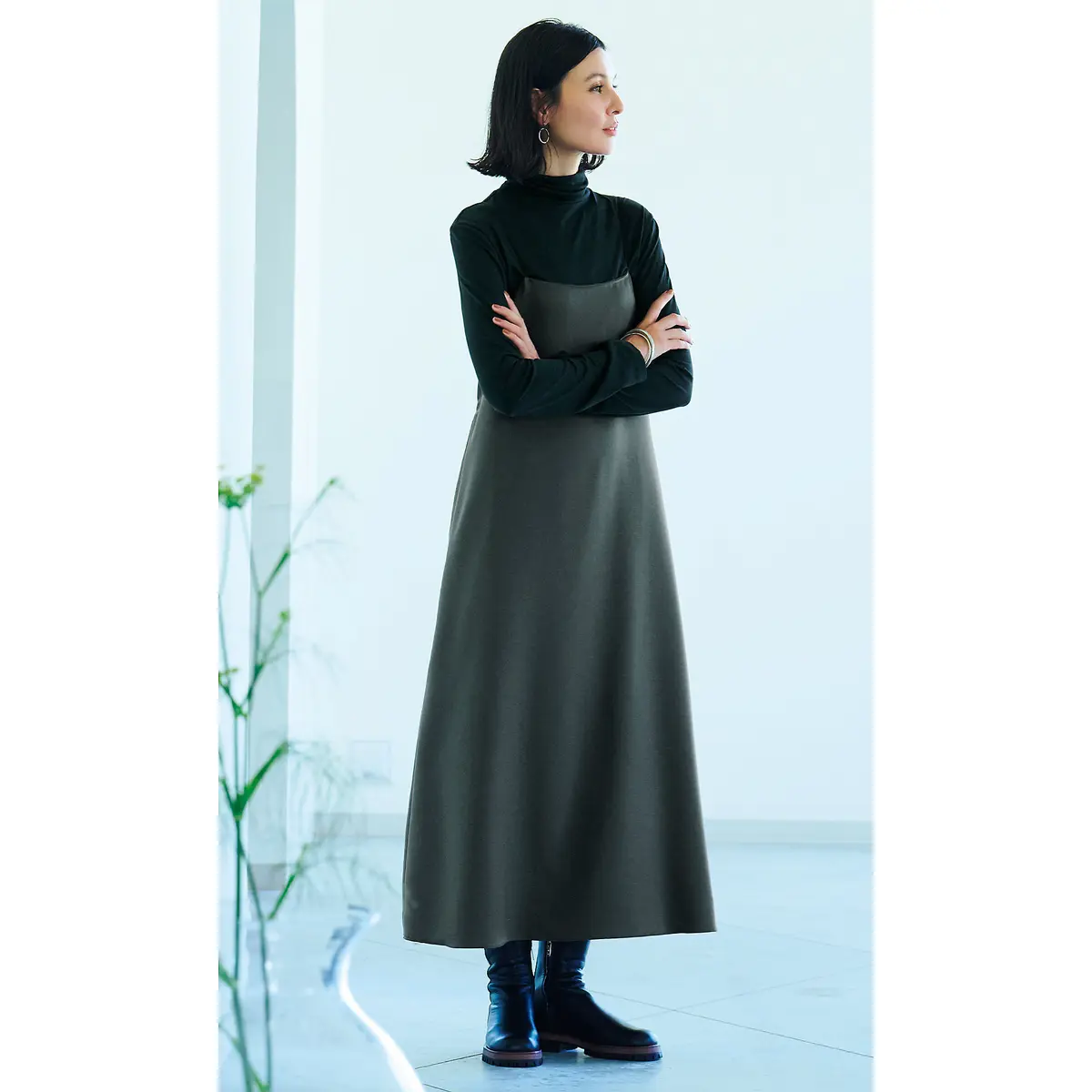 ESLOW キャミソールドレス、ハイネックプルオーバー