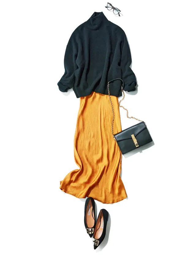 インパクトカラー投入でワンツーコーデが新鮮に